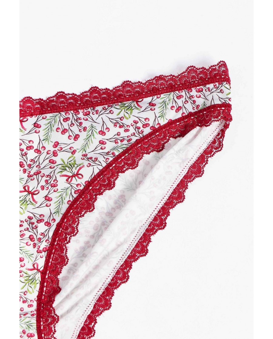 ADMAS Braguita Estampada para Mujer, (Caja de 12 unidades) ROJO RUBÍ