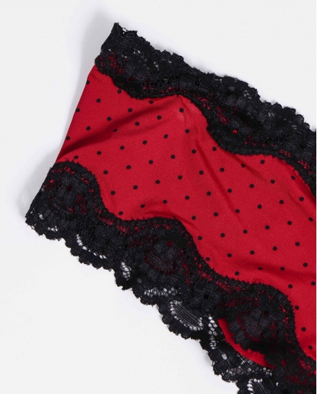 ADMAS Culotte Topos para Mujer ROJO RUBÍ 2