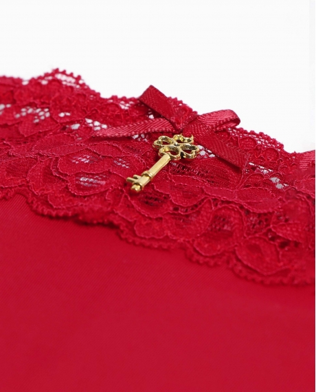 ADMAS Tanga Puntilla Cintura con Envase Regalo para Mujer ROJO RUBÍ 2