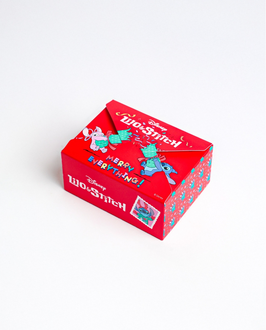 DISNEY Braga Expositor Stitch Happy Holidays para Mujer, (Caja de 12 unidades) ROJO