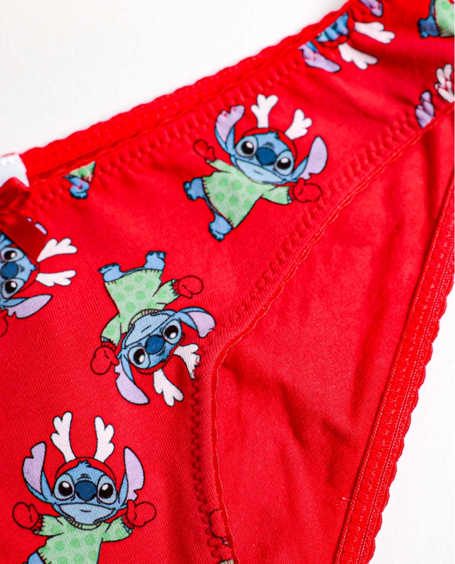 DISNEY Braga Expositor Stitch Happy Holidays para Mujer, (Caja de 12 unidades) ROJO