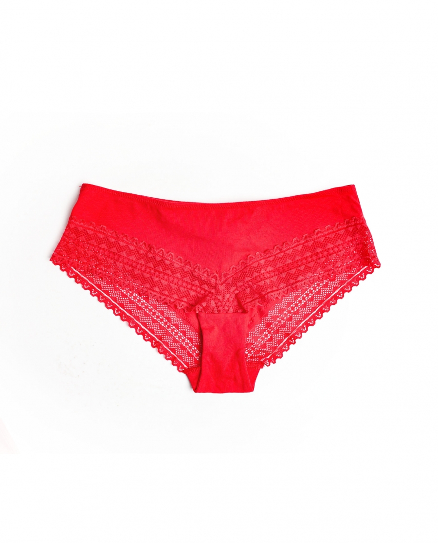 ADMAS Braga Cotton Basic con Envase Regalo para Mujer, (Caja de 6 unidades) ROJO