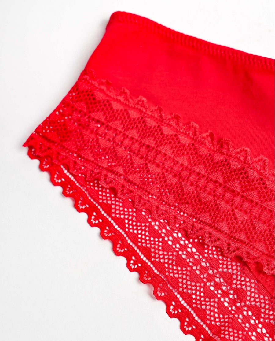 ADMAS Braga Cotton Basic con Envase Regalo para Mujer, (Caja de 6 unidades) ROJO