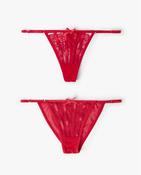 ADMAS Braga / Tanga Maxime con Envase Regalo para Mujer, (Caja de 24 unidades) ROJO