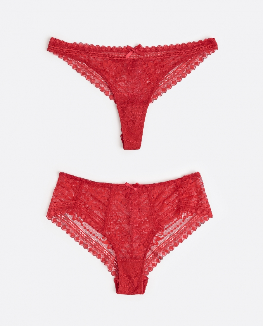 ADMAS Culotte / Tanga Night con Envase Regalo para Mujer, (Caja de 24 unidades) ROJO