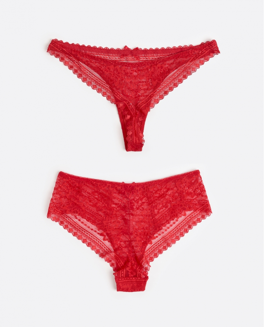 ADMAS Culotte / Tanga Night con Envase Regalo para Mujer, (Caja de 24 unidades) ROJO