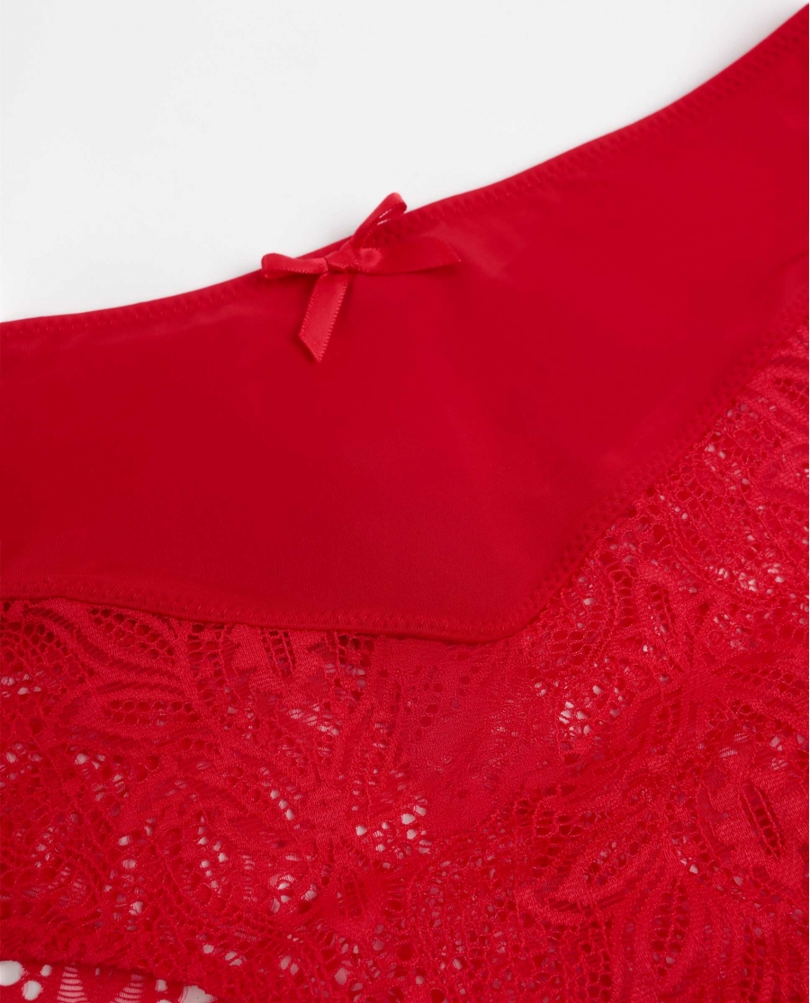 ADMAS Braga Alta Puntilla con Envase Regalo para Mujer, (Caja de 12 unidades) ROJO