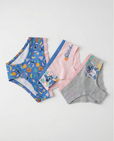 DISNEY Braga Hipster Stitch Beach para Niña (Pack 3 unidades, Caja Expositora de 3 Packs) PACK FANTASIA 2