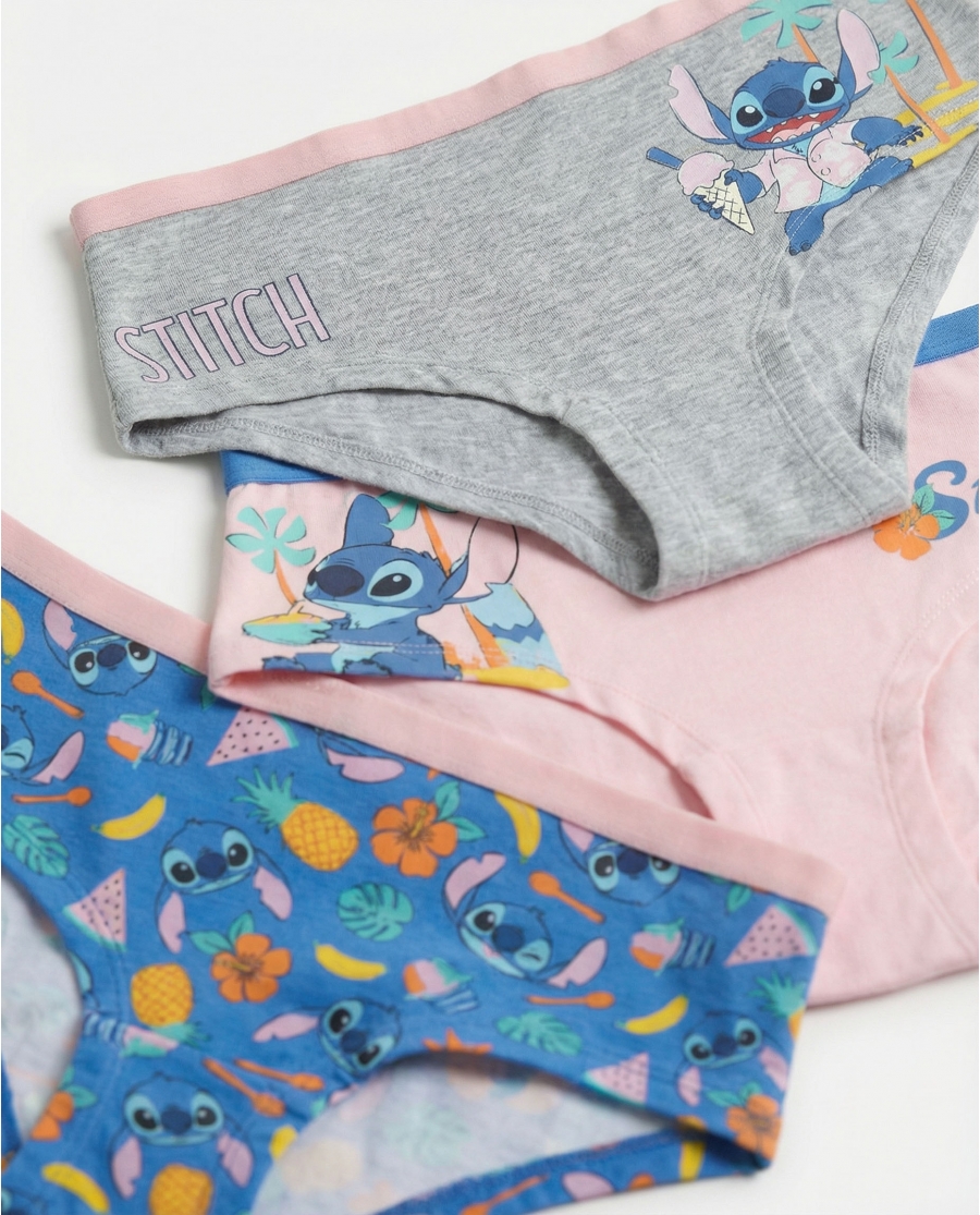 DISNEY Braga Hipster Stitch Beach para Niña (Pack 3 unidades) PACK FANTASIA