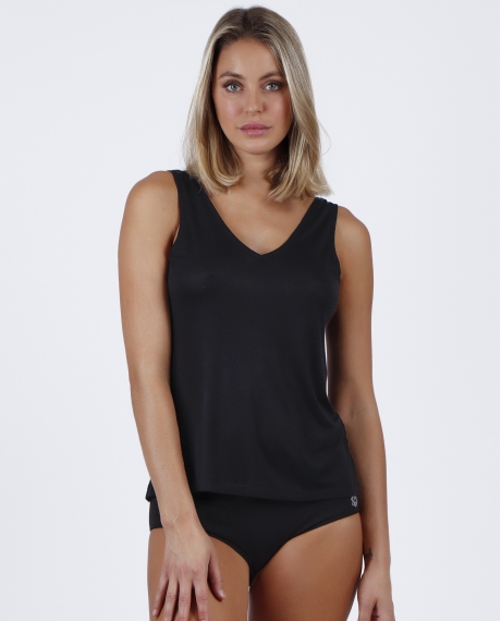 ADMAS Camiseta Sin Mangas Soft Warm para Mujer NEGRO
