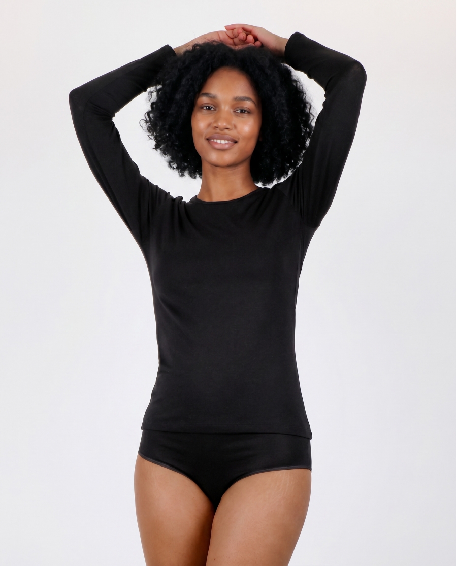 ADMAS Camiseta Manga Larga Soft Warm para Mujer NEGRO