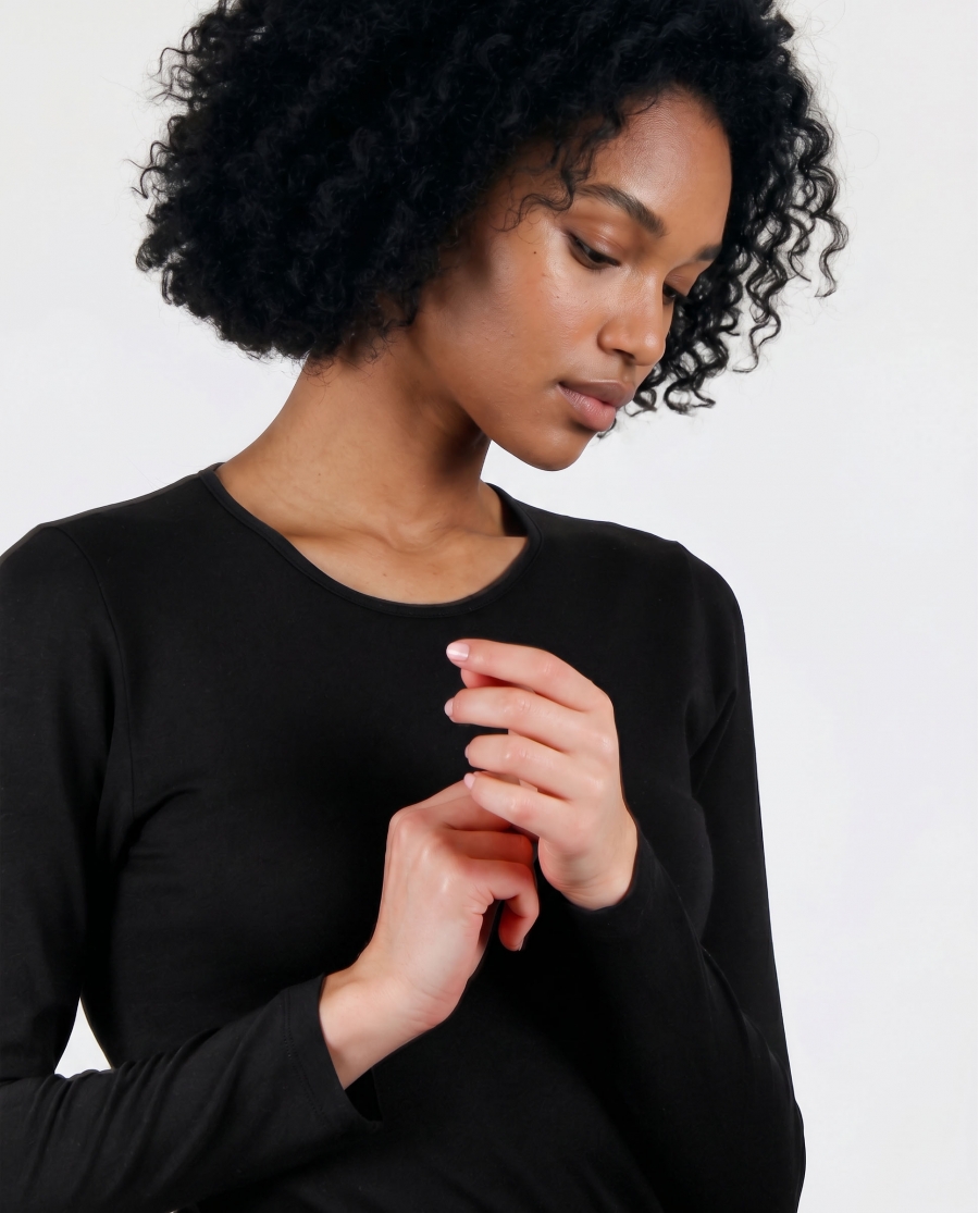ADMAS Camiseta Manga Larga Soft Warm para Mujer NEGRO