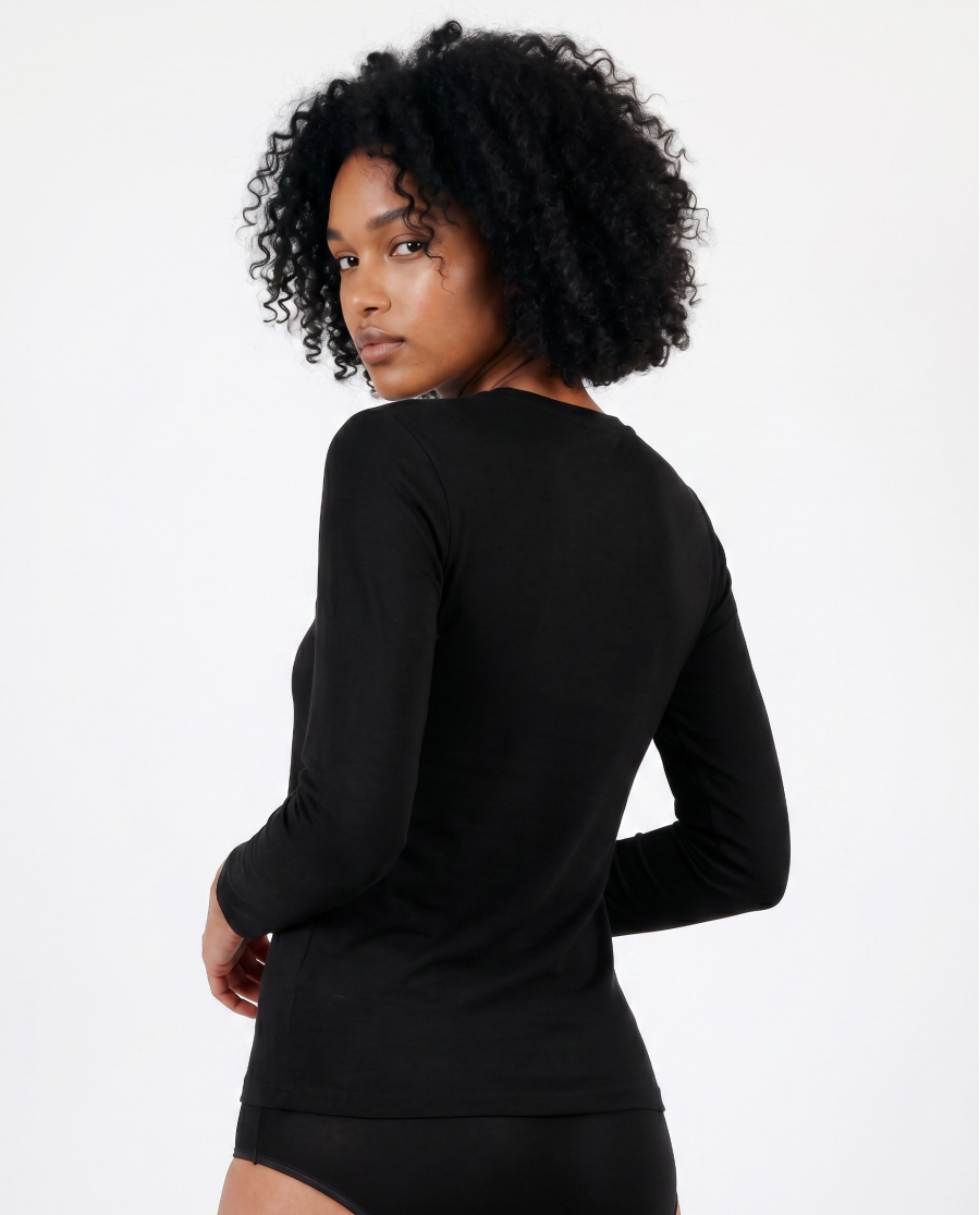 ADMAS Camiseta Manga Larga Soft Warm para Mujer NEGRO