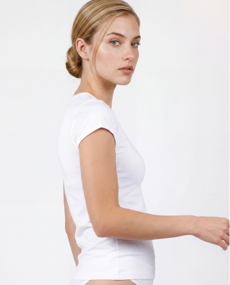 ADMAS Camiseta Manga Corta Soft Warm para Mujer BLANCO