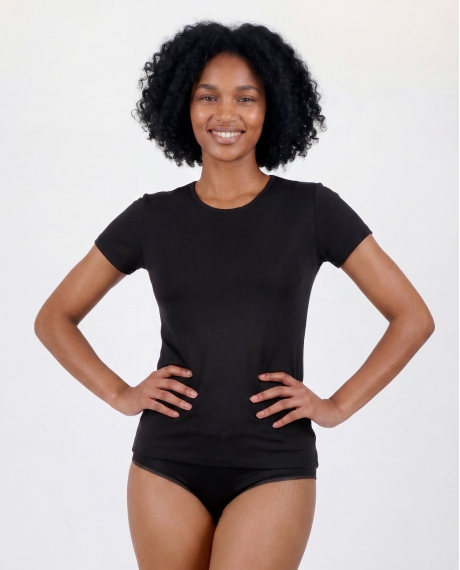 ADMAS Camiseta Manga Corta Soft Warm para Mujer NEGRO