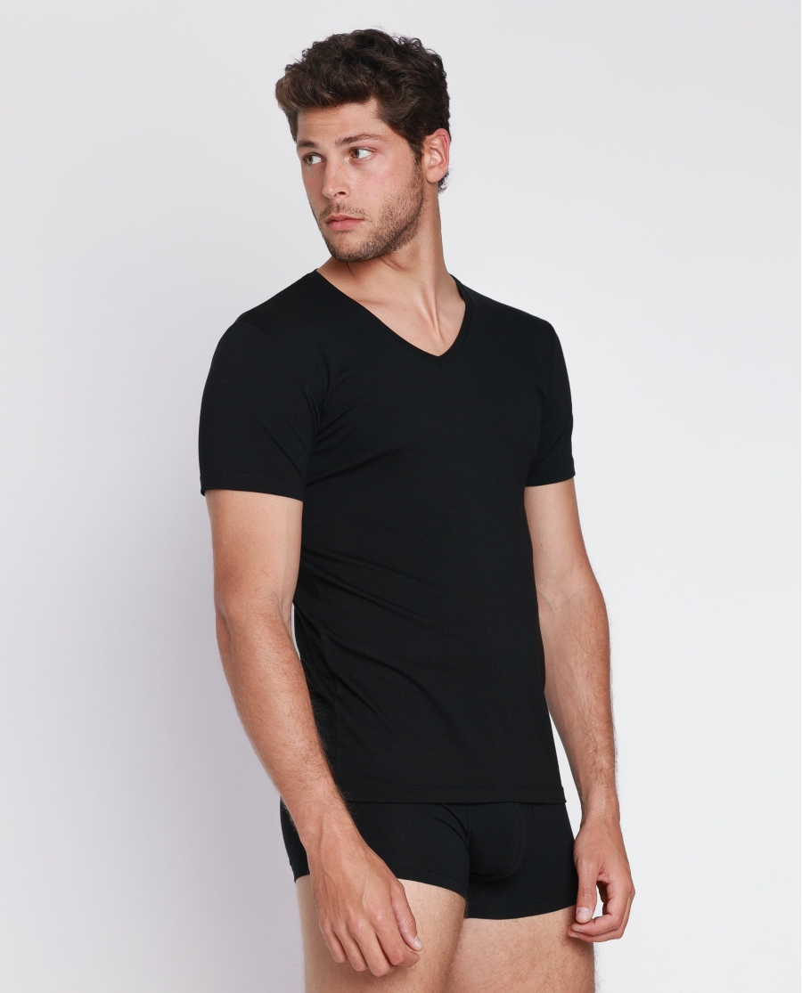 ADMAS Camiseta Manga Corta Soft Warm para Hombre NEGRO