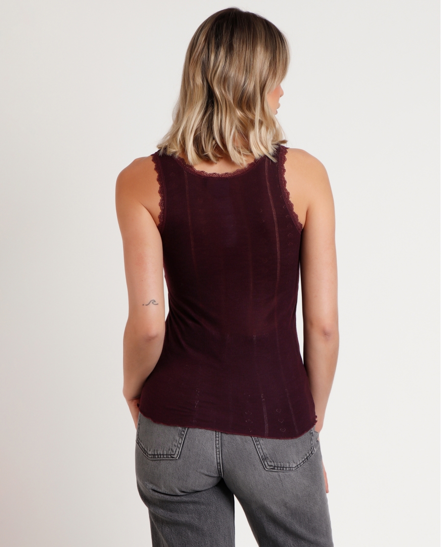 ADMAS Camiseta Tirante Canalé para Mujer BERENJENA