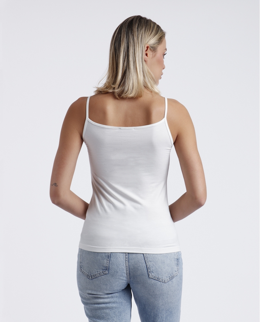 ADMAS Camiseta Tirante Escote Lentejuelas para Mujer CRUDO