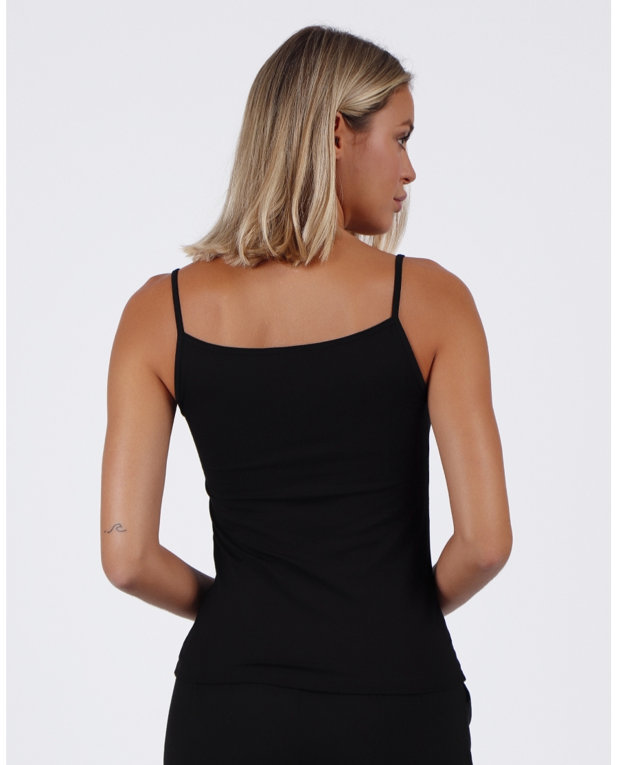 ADMAS Camiseta Tirante Escote Lentejuelas para Mujer NEGRO