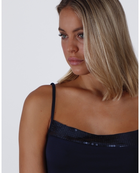 ADMAS Camiseta Tirante Escote Lentejuelas para Mujer MARINO 2