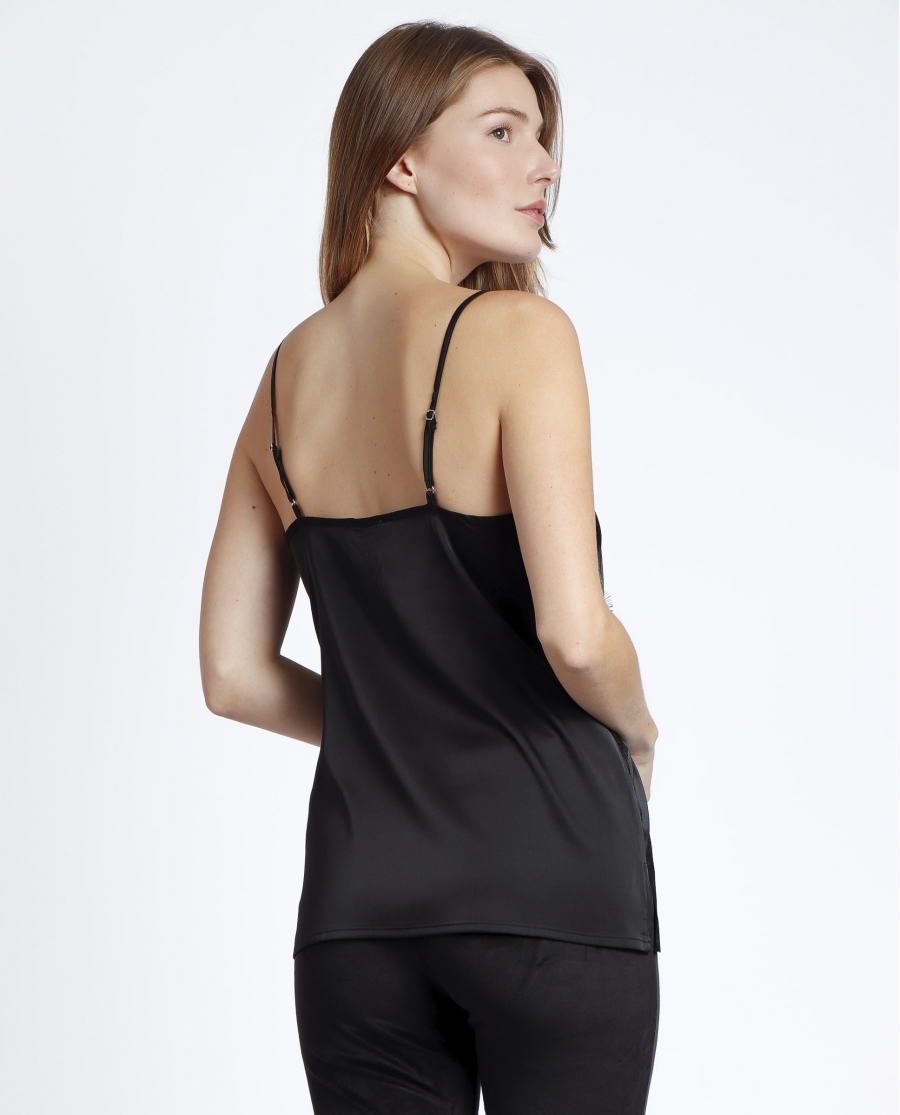 ADMAS Camiseta Tirante Puntilla Cruzada para Mujer NEGRO