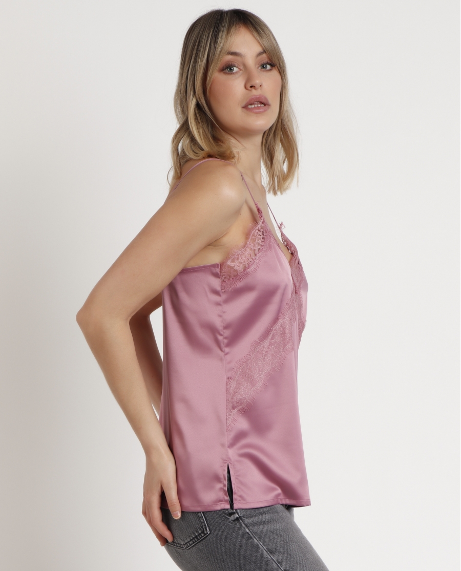 ADMAS Camiseta Tirante Puntilla Cruzada para Mujer PETALO