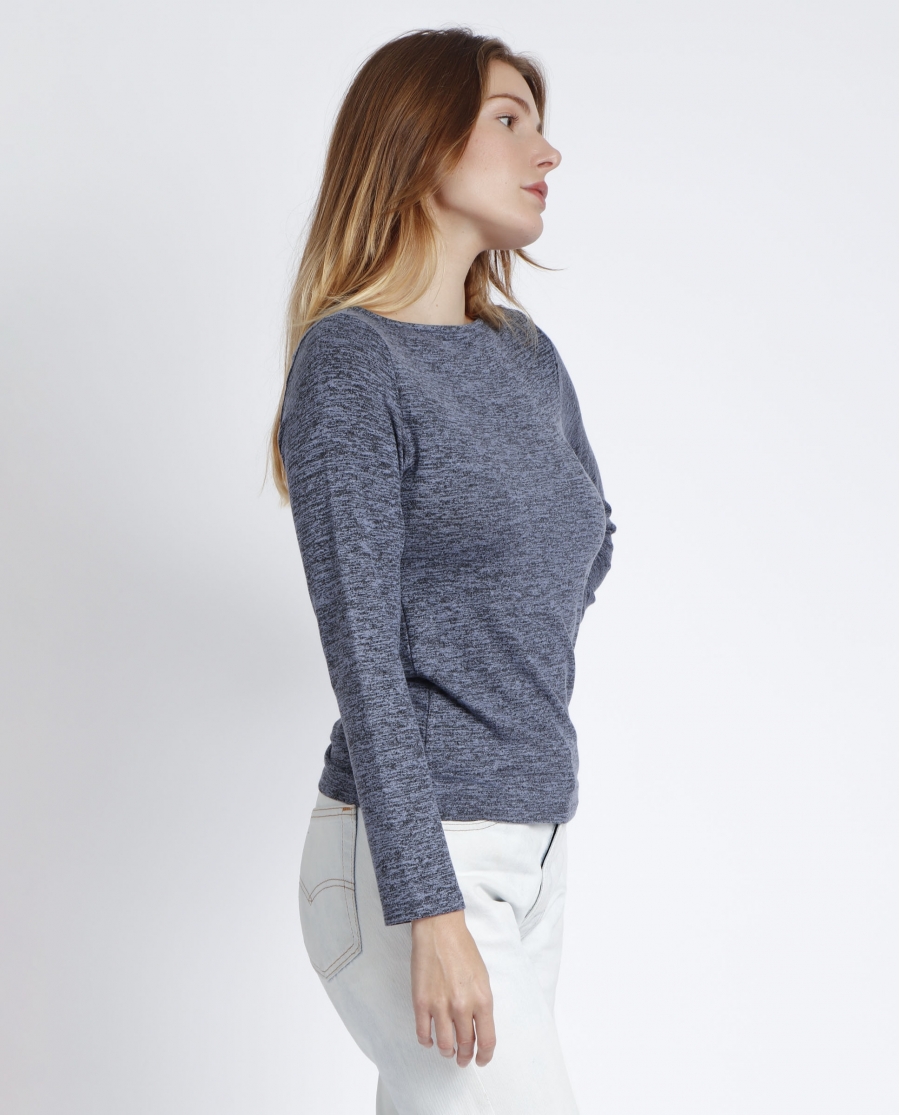 ADMAS Camiseta Manga Larga Calentita Cuello Barca para Mujer AZUL JASPE