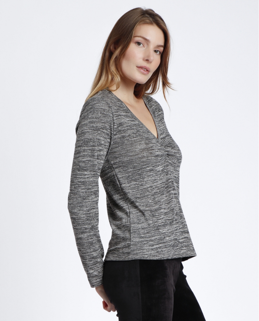 ADMAS Camiseta Manga Larga Calentita Nudo para Mujer GRIS JASPE