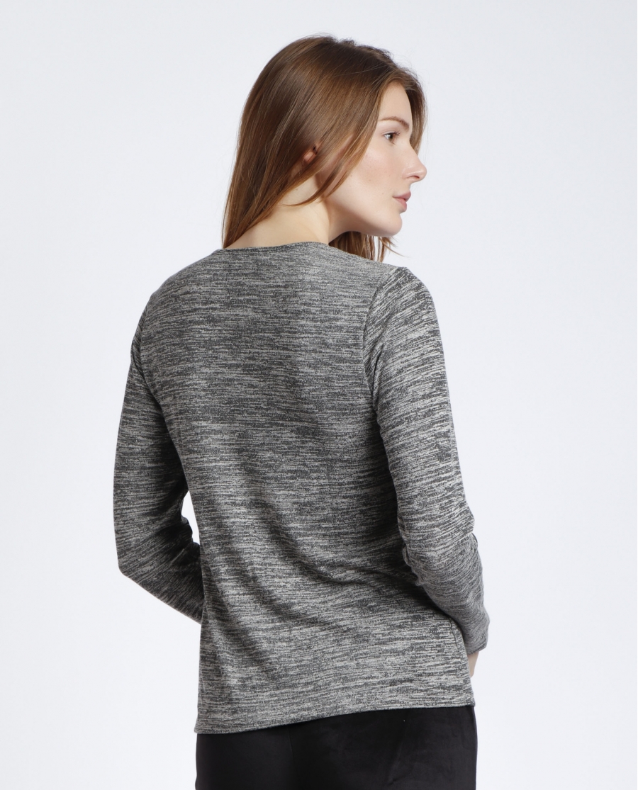 ADMAS Camiseta Manga Larga Calentita Nudo para Mujer GRIS JASPE