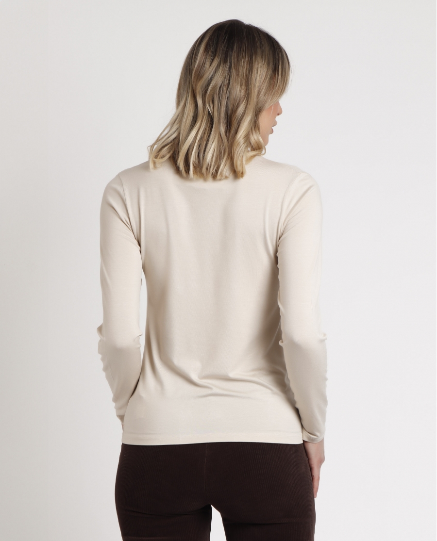 ADMAS Camiseta Manga Larga Pico Raso para Mujer CAVA