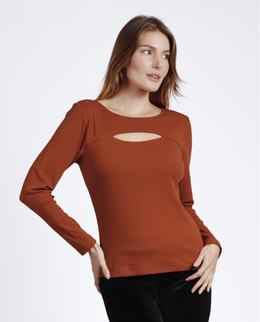 ADMAS Camiseta Manga Larga Calentita Rib Apertura para Mujer CALDERA