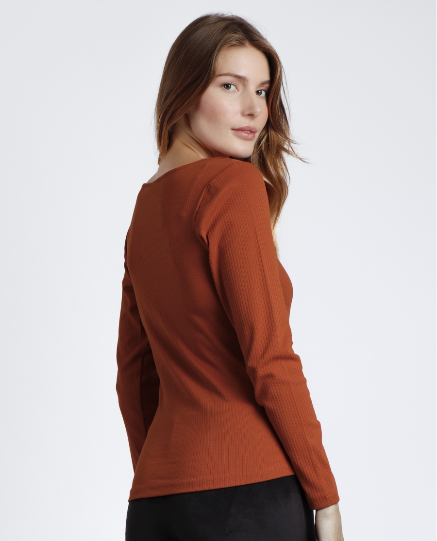 ADMAS Camiseta Manga Larga Calentita Rib Apertura para Mujer CALDERA