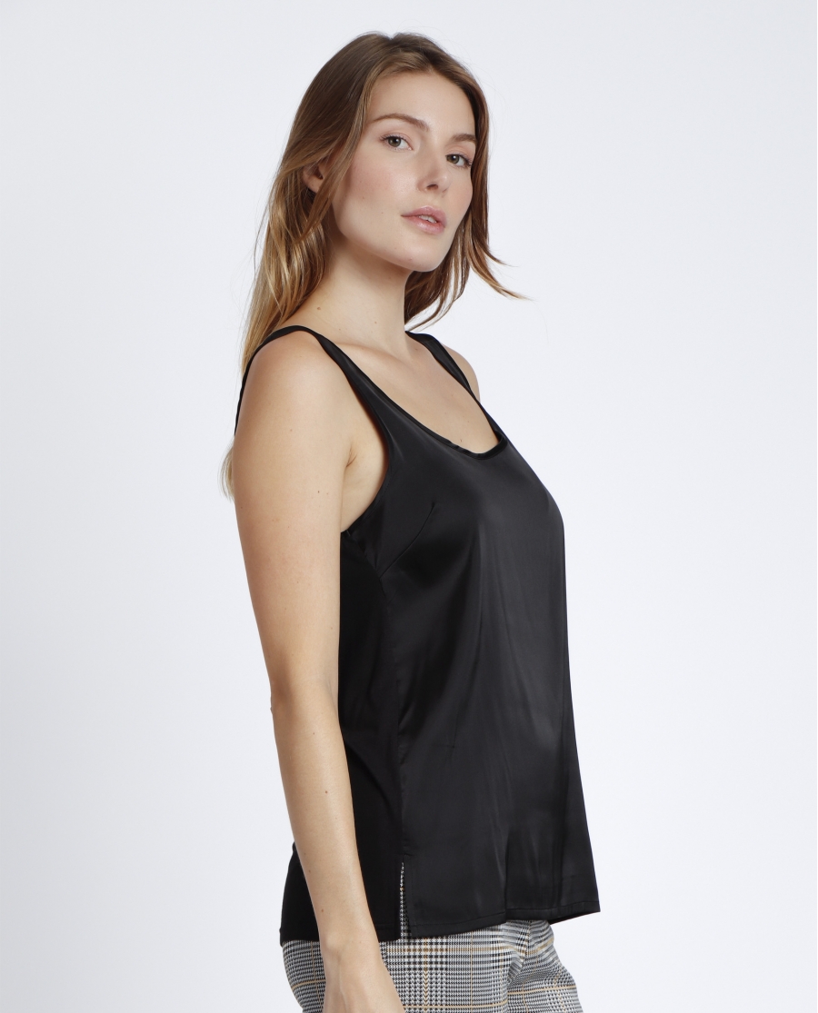 ADMAS Camiseta Sin Mangas Raso para Mujer NEGRO