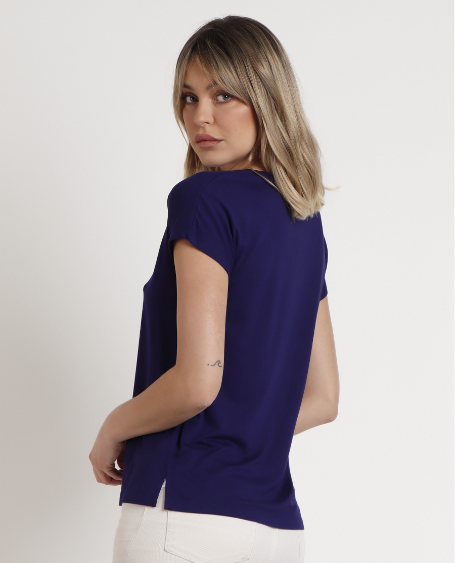 ADMAS Camiseta de Manga Corta Bordado para Mujer AZUL