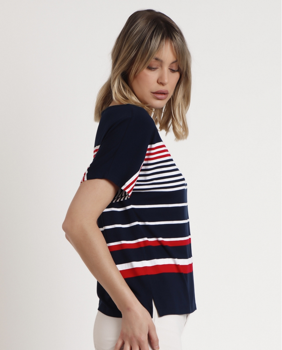 ADMAS Camiseta Manga Corta Navy Style para Mujer MARINO