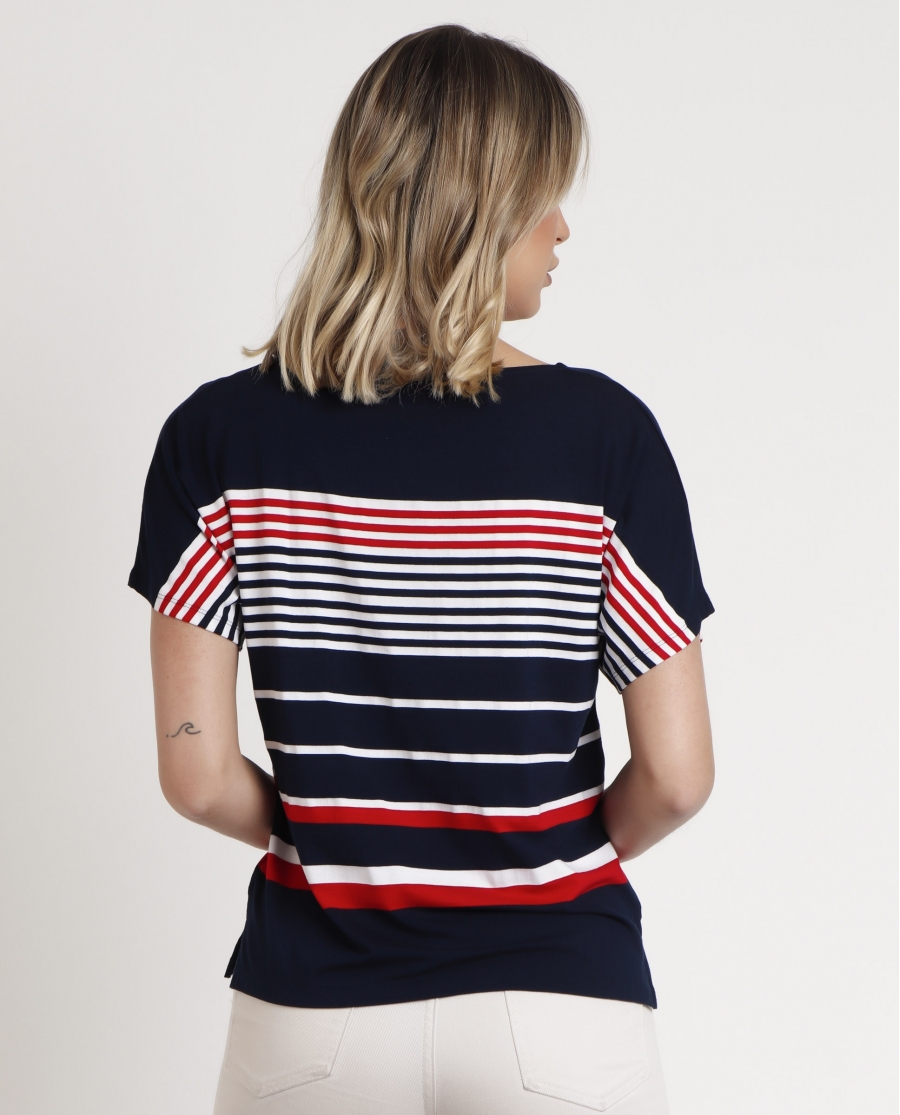ADMAS Camiseta Manga Corta Navy Style para Mujer MARINO