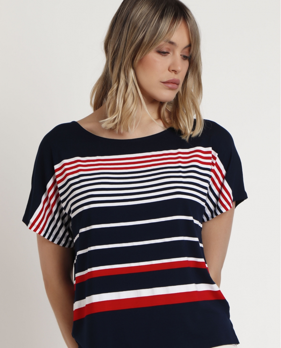 ADMAS Camiseta Manga Corta Navy Style para Mujer MARINO