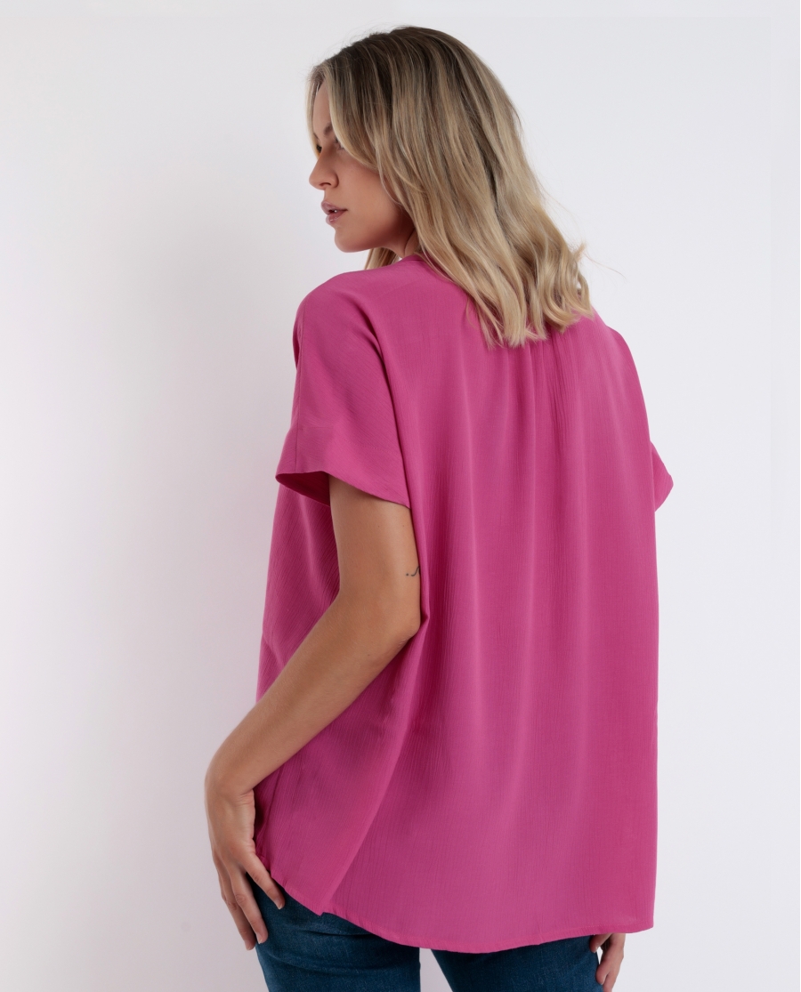ADMAS Camisa Manga Corta Fluida para Mujer FUCSIA