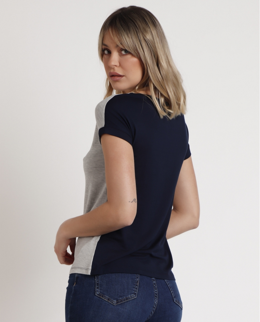 ADMAS Camiseta Manga Corta Bandas Verticales para Mujer MULTICOLOR