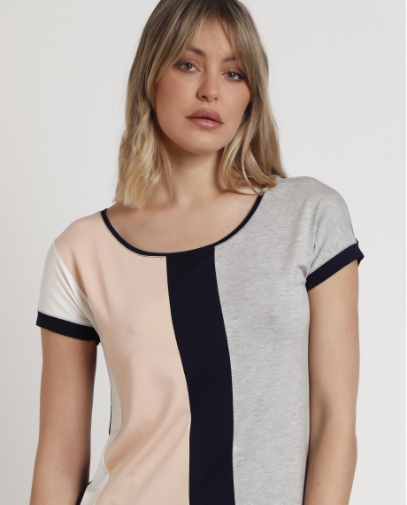 ADMAS Camiseta Manga Corta Bandas Verticales para Mujer MULTICOLOR 2