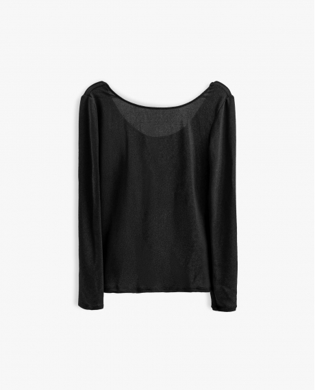 ADMAS Camiseta Manga Larga Brillos para Mujer NEGRO 2
