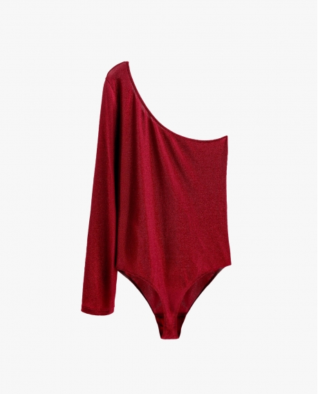 ADMAS Body Asimétrico Tanga Brillos para Mujer ROJO 2