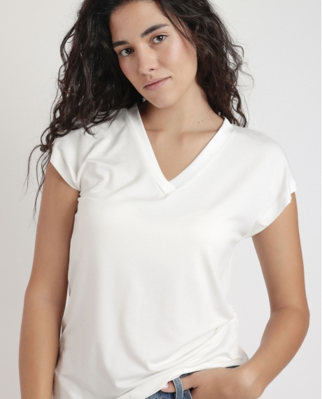 ADMAS Camiseta Manga Corta Pico Raso para Mujer CRUDO 2