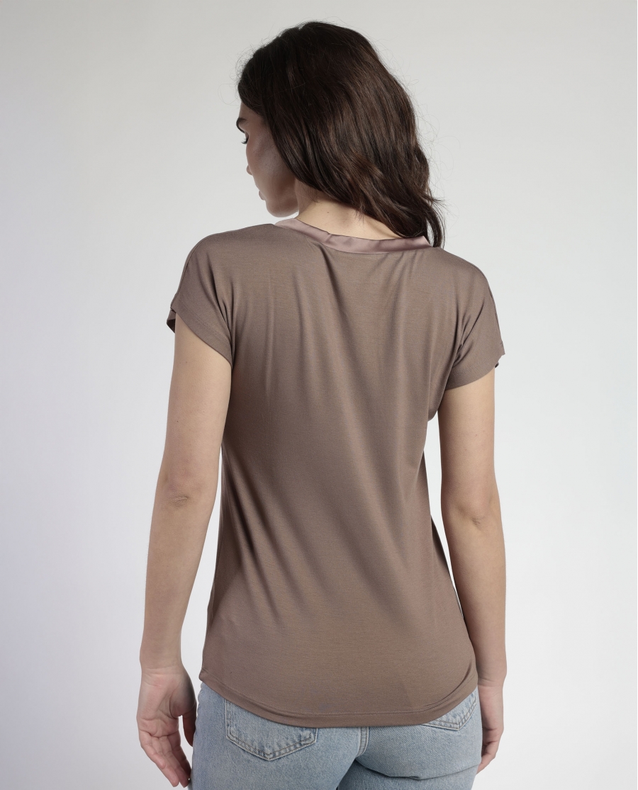 ADMAS Camiseta Manga Corta Pico Raso para Mujer VISON