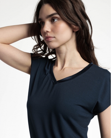 ADMAS Camiseta Manga Corta Pico Raso para Mujer MARINO 2