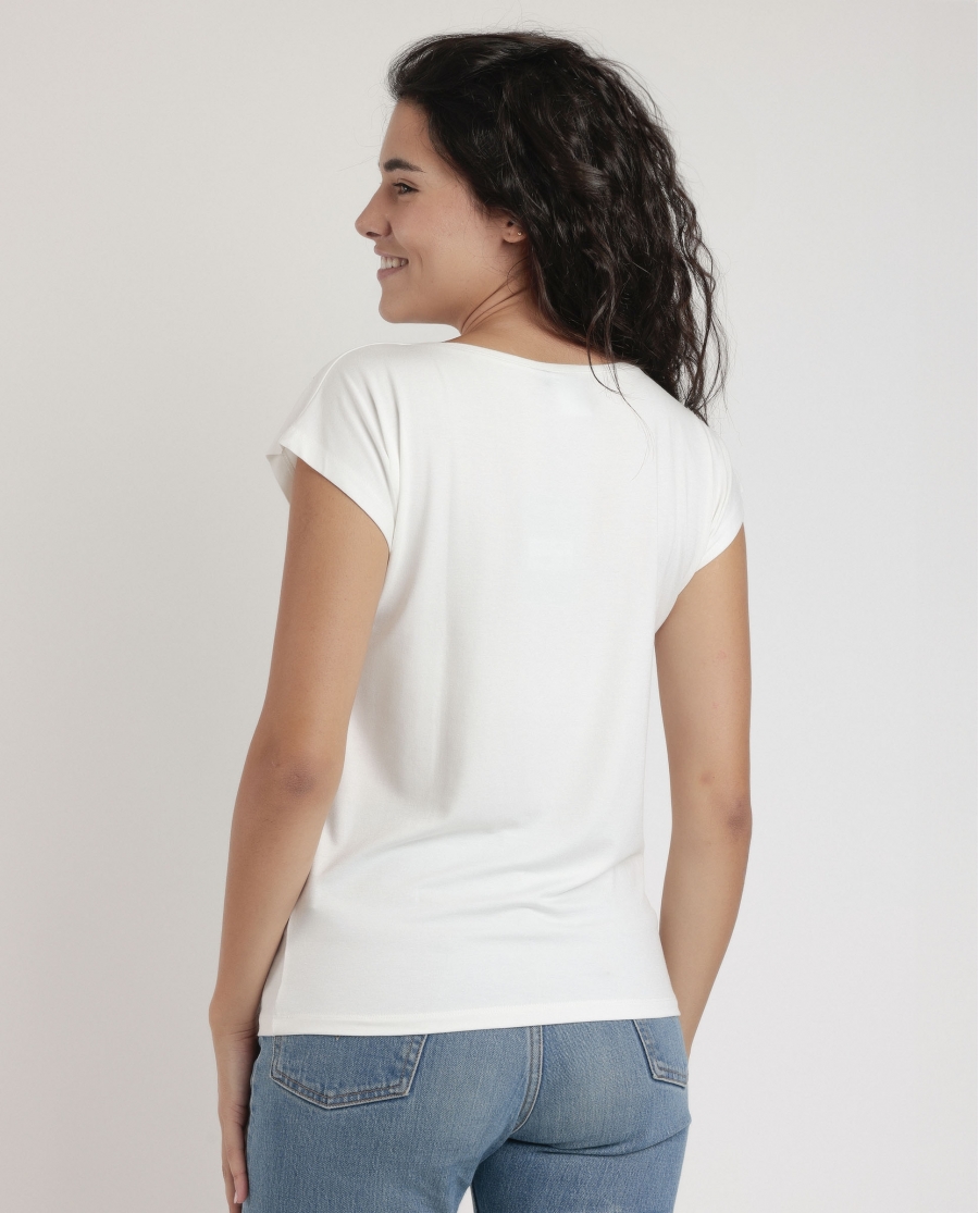 ADMAS Camiseta Manga Corta Front Stones para Mujer CRUDO