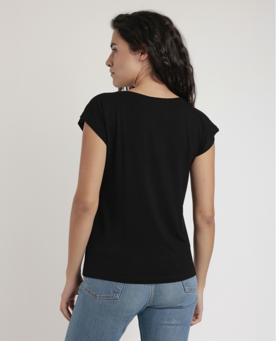 ADMAS Camiseta Manga Corta Front Stones para Mujer NEGRO