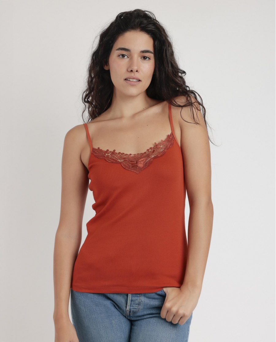 ADMAS Camiseta Tirantes Canalé Pechera para Mujer CALDERA