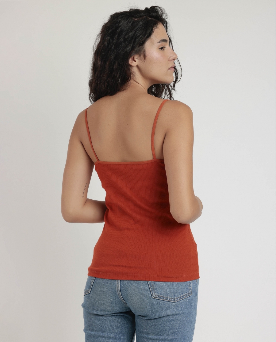 ADMAS Camiseta Tirantes Canalé Pechera para Mujer CALDERA