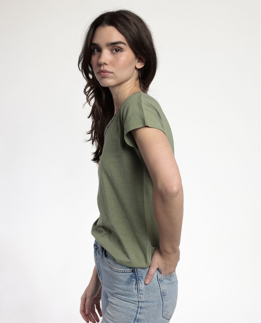 ADMAS Camiseta Manga Caída Mexico para Mujer OLIVA